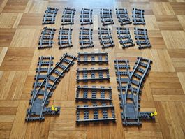 lego lot de rails gris foncé  ( vintage)