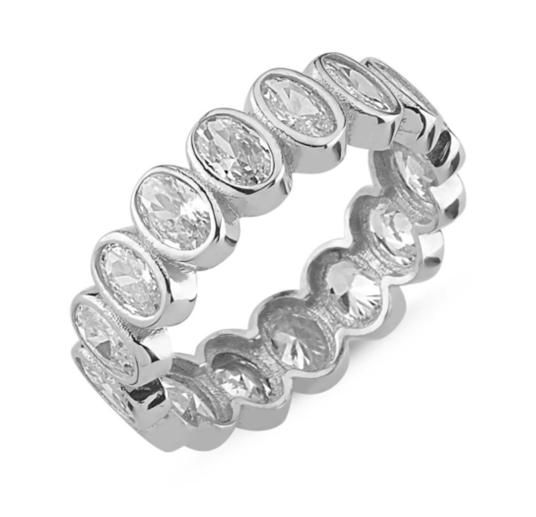 Anelli: Ring Zirkonia Eternity Statement breit oval 925 Silber 56 – Nuovo e nell'imballaggio originale da Zürich venduto da goldfisch.schmuck