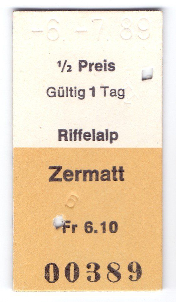 Biglietti: Billette Riffelalp - Zermatt – Usato da Langenthal venduto da Sammlungs_aus