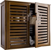 Badezimmerschrank Wandschrank Bambus Badschrank Walnuss