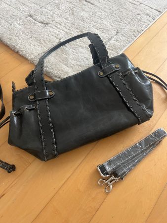 Schwarze Handtasche, Leder, Herbst/Winter, Top Zustand!