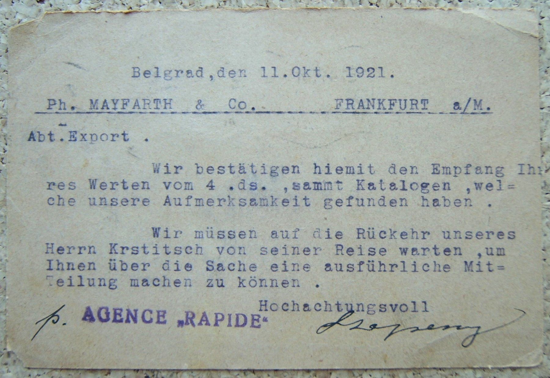 Tutti i francobolli: POSTKARTE BELGRAD 1921 – Usato da Brunnen venduto da Nonne04 1
