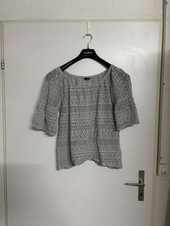 Damen Bluse Spitze Grau Grösse L guter Zustand