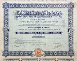 La Foncière de Hendaye et du Sud-Ouest SA, Paris - 1928