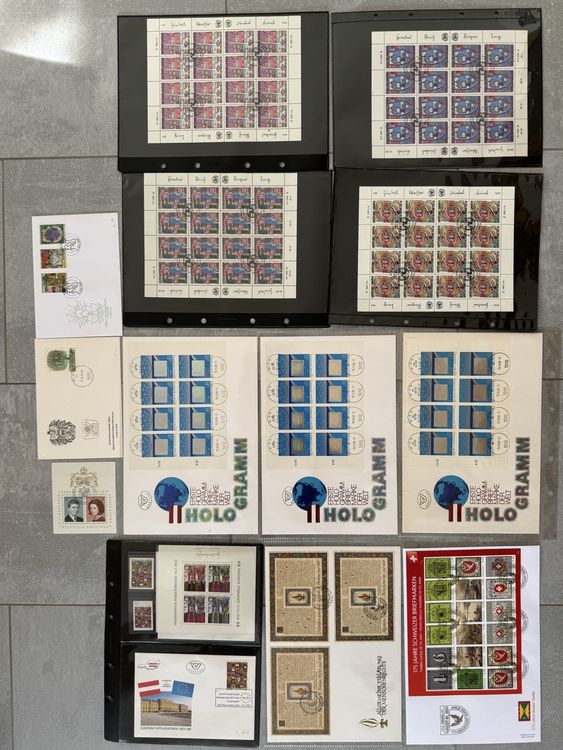 3 FDC Hologramm Österreich 1988 + 4 Bögen UNO 1983 + Diverse (Gebraucht ...