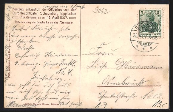 Ansichtskarten: Silberhochzeit des Schaumburg-Lippischen – Gebraucht aus Berlin von bartko-reher 1