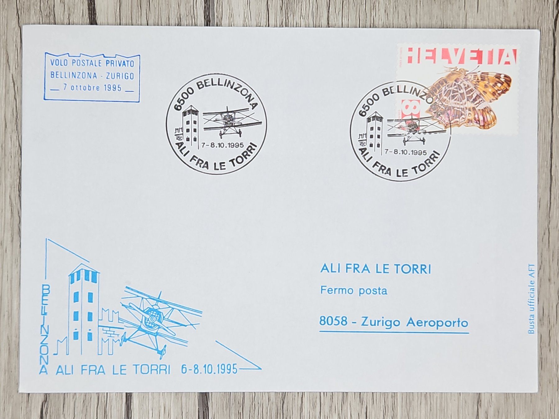Tutti i francobolli: CL12 Enveloppe + Timbre Suisse 1995 Thème Aviation – Usato da Cousset venduto da Patrick_Collections