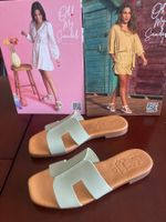 Damen Sandale, Gr 39, NEU, modisch, mint, Leder, Espania