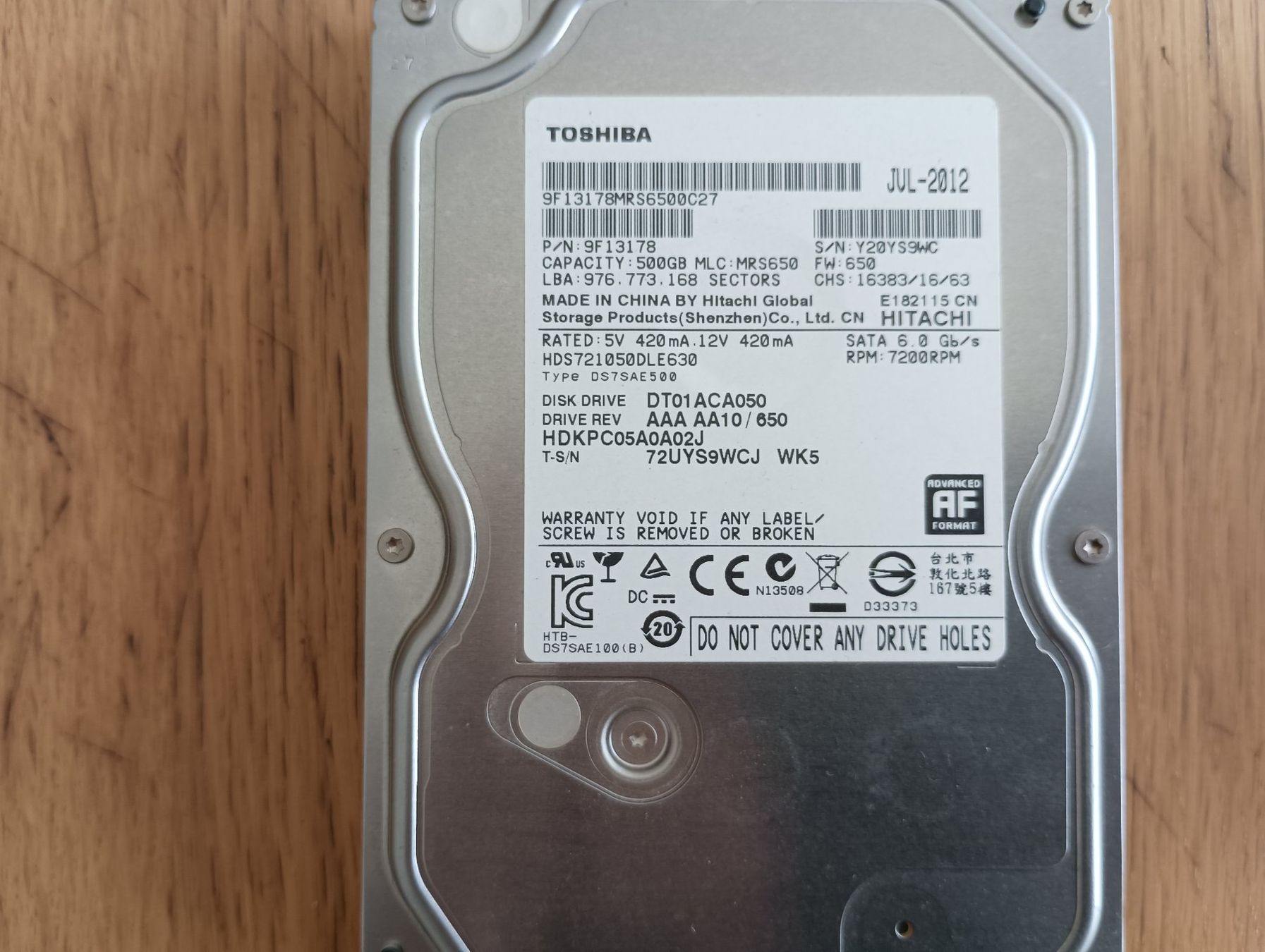 Dischi rigidi: SATA HD Festplatten 3.5" mit SMART errors aber funktionieren – Difettoso da Basel venduto da Jbeu06