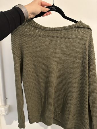Waffel-Pullover in Olivgrün – Ideal für den Herbst!
