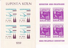 2 Vignetten - Blöcke LUPOSTA Köln 1959 und Berlin 1962