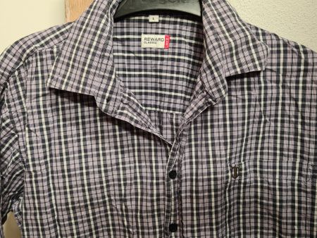 Herren Hemd  Gr. L, lila/ weiss/ schwarz
