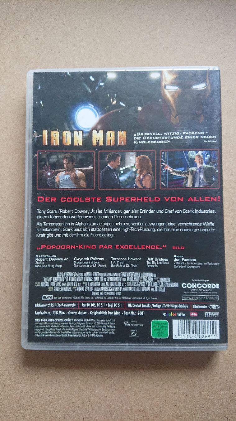 Tutti i DVDs: Iron Man DVD Ton Deutsch & Englisch  – Usato da Chur venduto da FreakofRarity 1