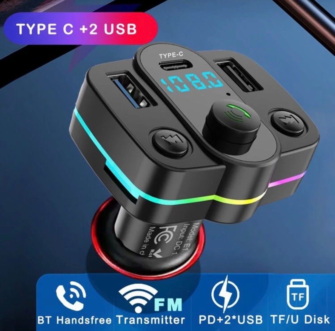 Unità & Adattatore: Neuer FM Transmitter mit USB, Type-C und Rainbow LED! – Nuovo e nell'imballaggio originale da Emmenbrücke venduto da ShopDirect 1