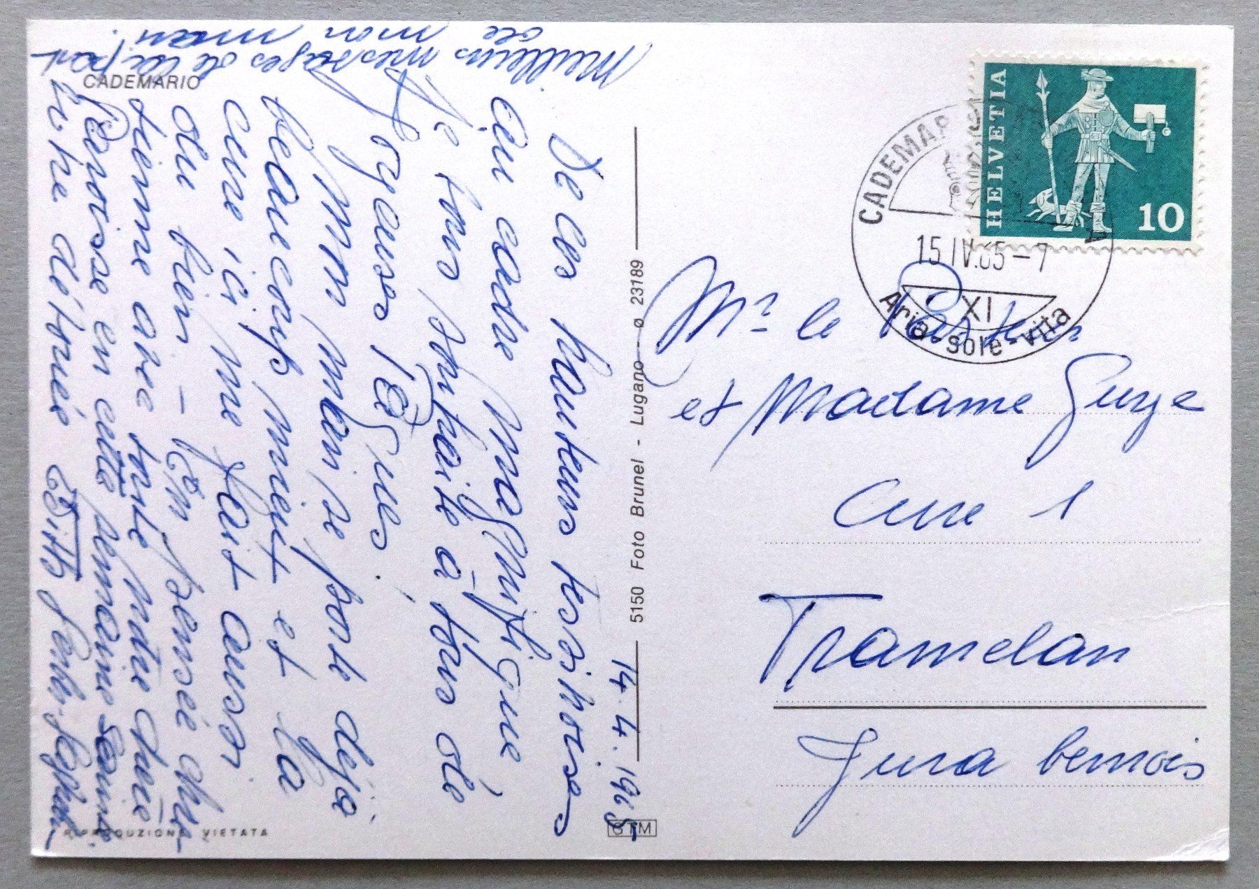 Cartes postales: Cademario – D'occasion à Fétigny par Billy2miny 1
