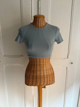 ZARA - cropped T-Shirt hellgrau S