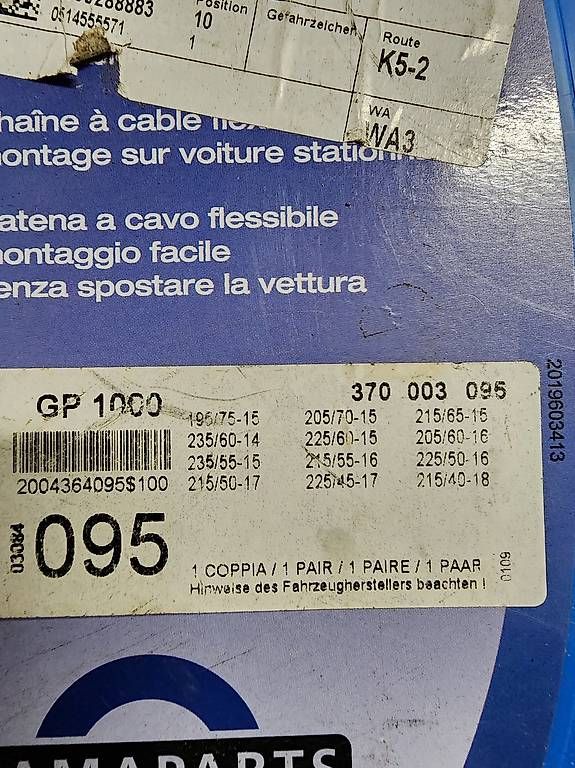 Catene da neve: Schneeketten NEU!! GP1000 095 – Usato da Fehraltorf venduto da Werkstatt85 1