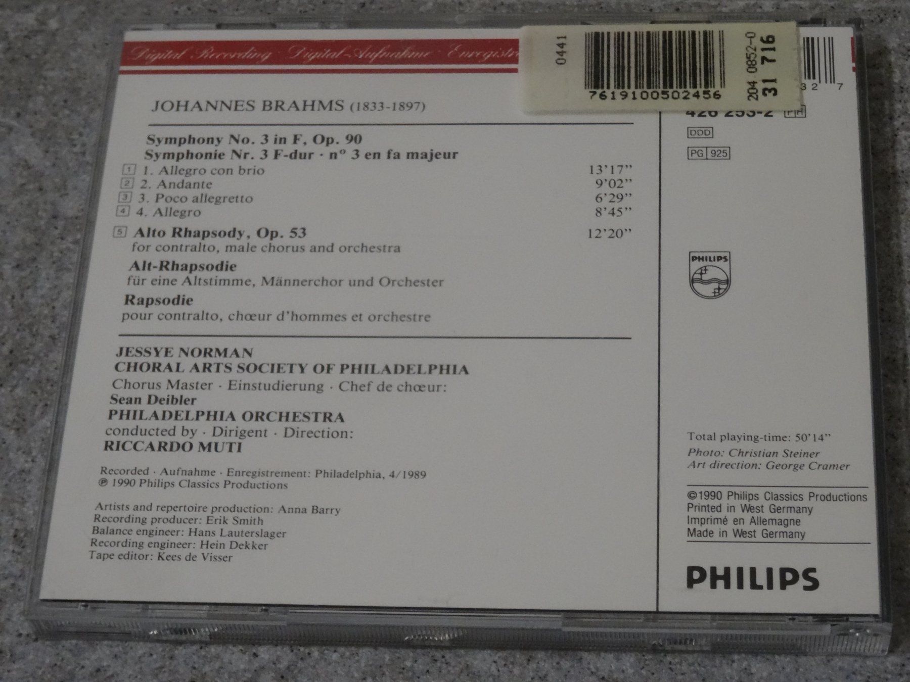 CD: Brahms - Symphonie Nr. 3 CD Muti Norman – Usato da Olten venduto da Disc-Ausverkauf 1