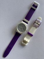 Swatch, montre unisexe vintage, violet et blanc, bracelet ++
