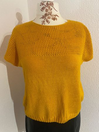 Pull tricot fait main coton stretch L-XL