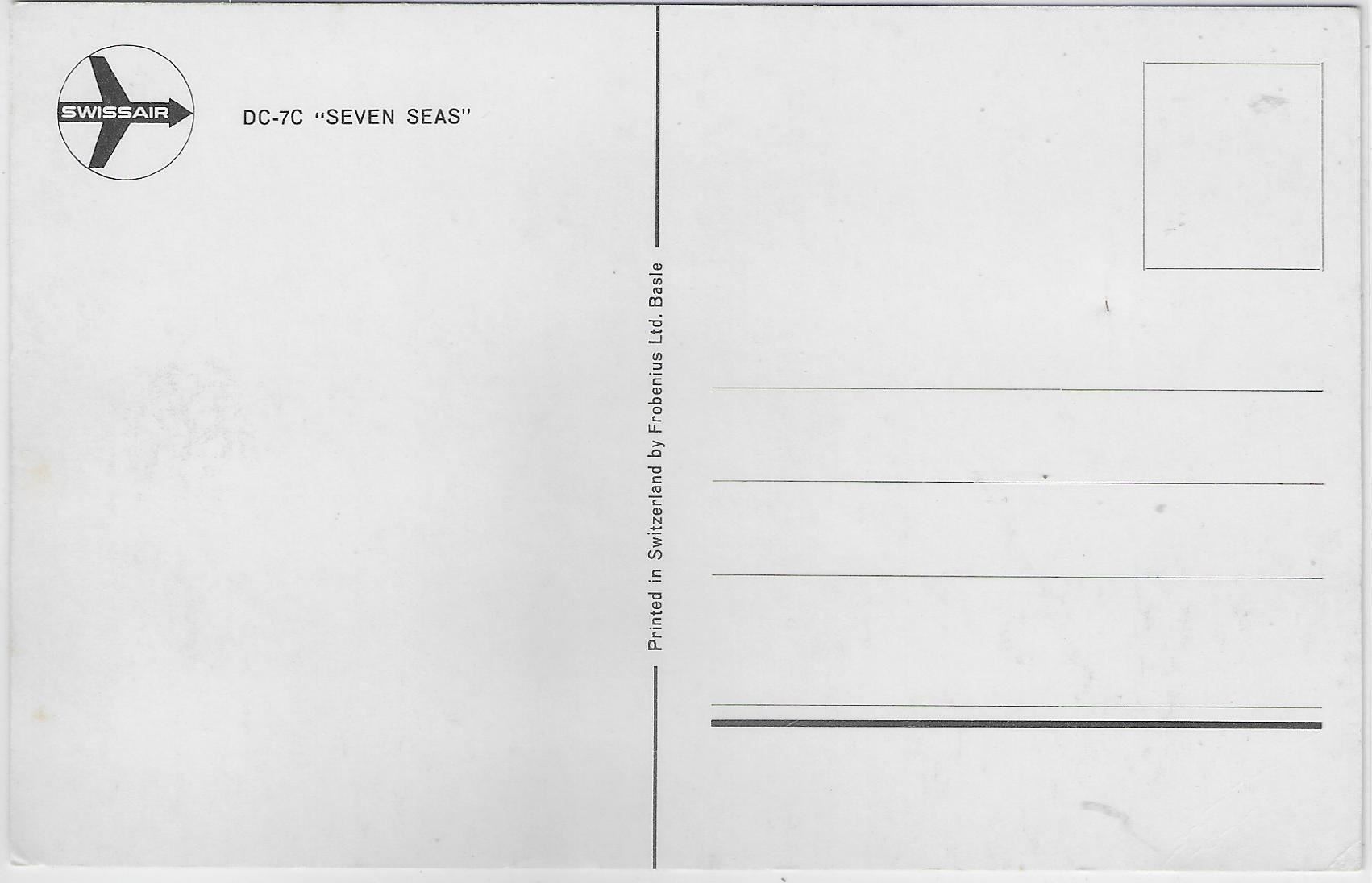 Cartoline postali: Swissair DC-7C Seven Seas – Usato da Ettingen venduto da Kartenplanet 1