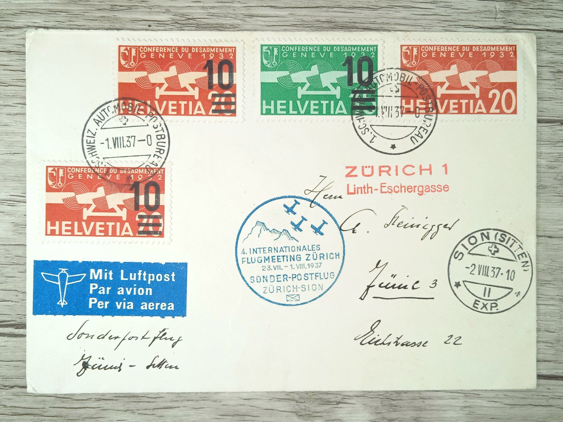 Tutti i francobolli: TR09 Enveloppe + Timbre Suisse 1937 – Usato da Cousset venduto da Patrick_Collections