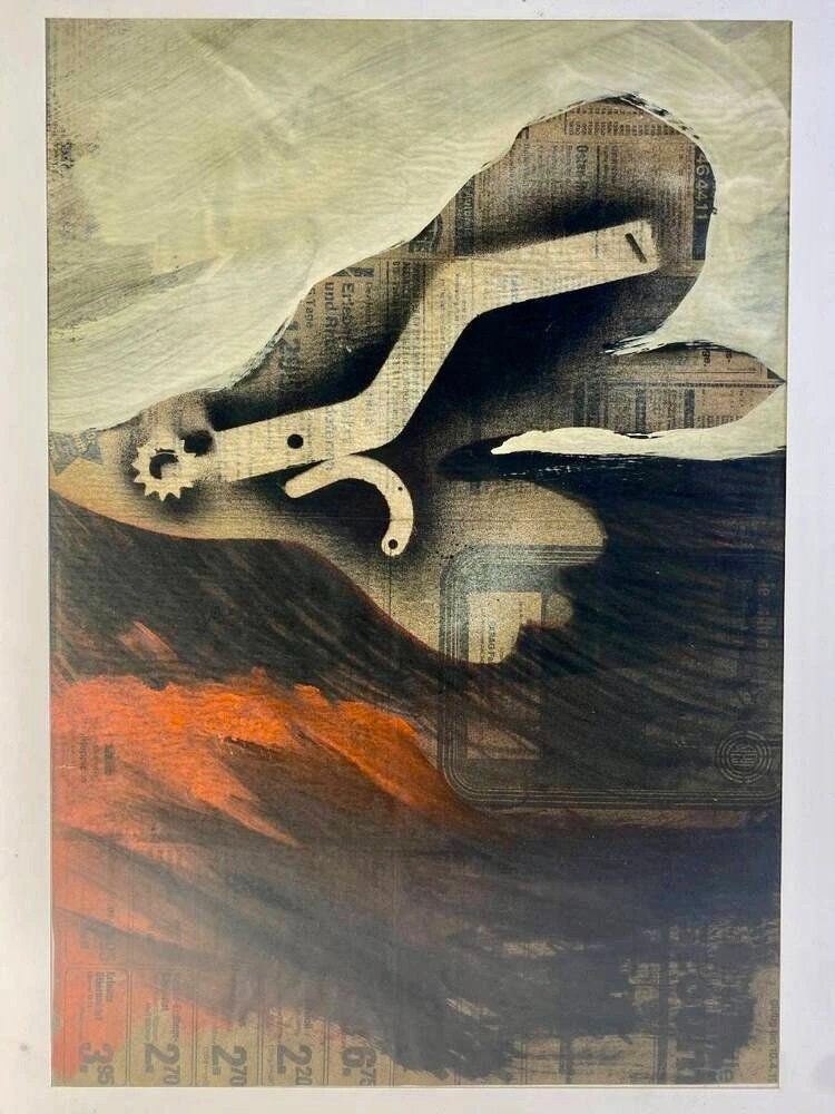 Gemälde: Mischtechnik/Collage auf Papier 1978 Handsigniert – Gebraucht aus Bruettisellen von Collector_Store