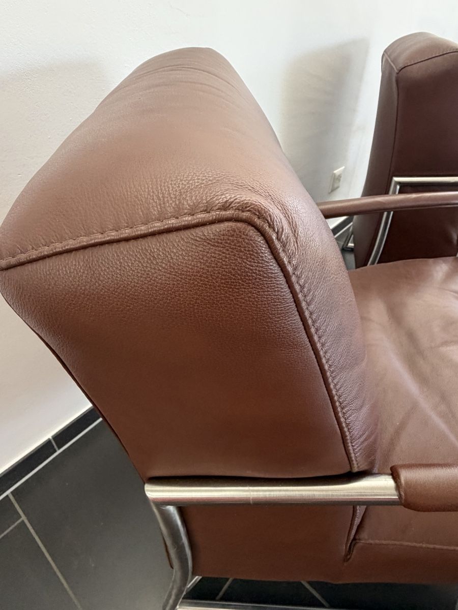 Poltrone: 2x Leder Sessel braun Metallgestell gebraucht – Usato da Hedingen venduto da mon_br7r 1