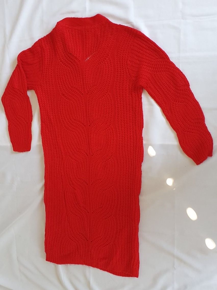 Jacken: Rote Strickjacke, Longcardigan 32/34, XS – Neu (gemäss Beschreibung) aus Niederbuchsiten von klengyel 4