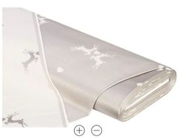 Jacquard Stoff Hirsch/Herz grau/natur, 15 Meter