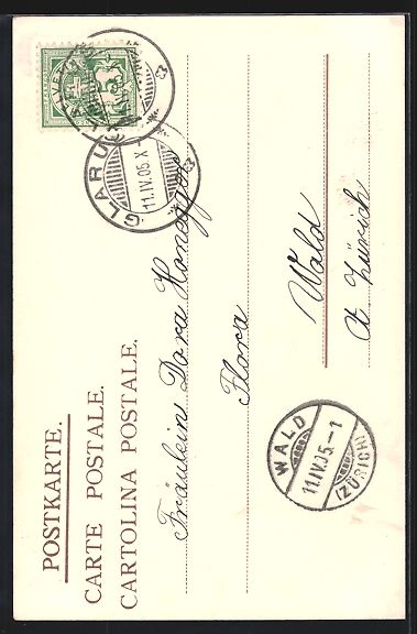 Cartoline postali: AK Glarus, Die Stadtkirche, 1905 – Usato da Berlin venduto da bartko-reher 1