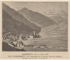 Andermatt im Jahre 1826,  altes Bild (Xylographie ?)