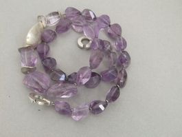 Mineralien Amethyst Kette  / 925 Silber