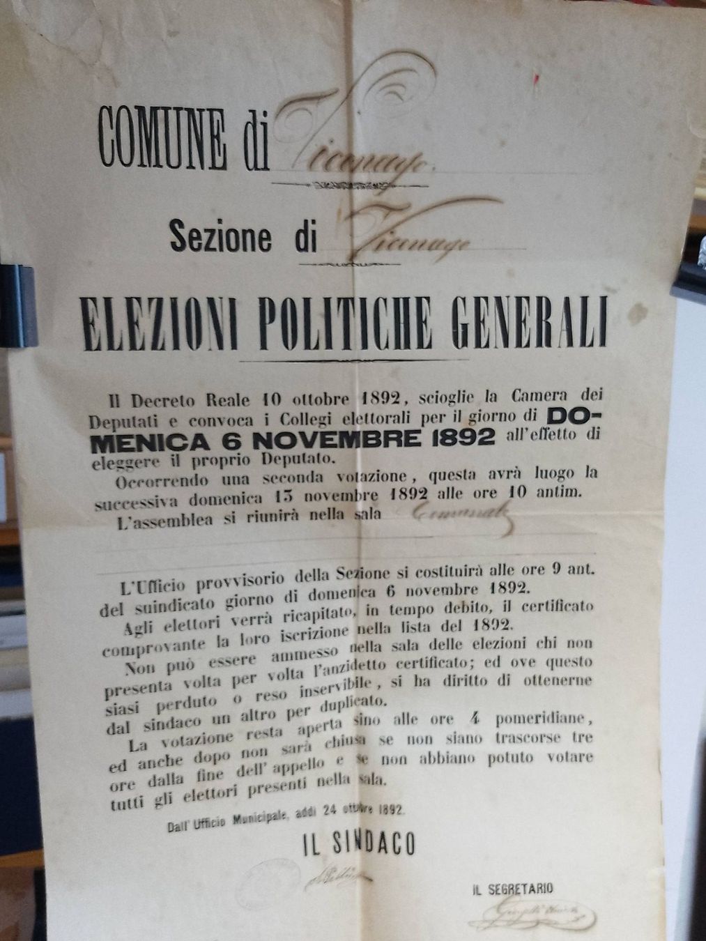 Documenti: Italia - Viconago - 1892 – Usato da Sorengo venduto da 74in 1