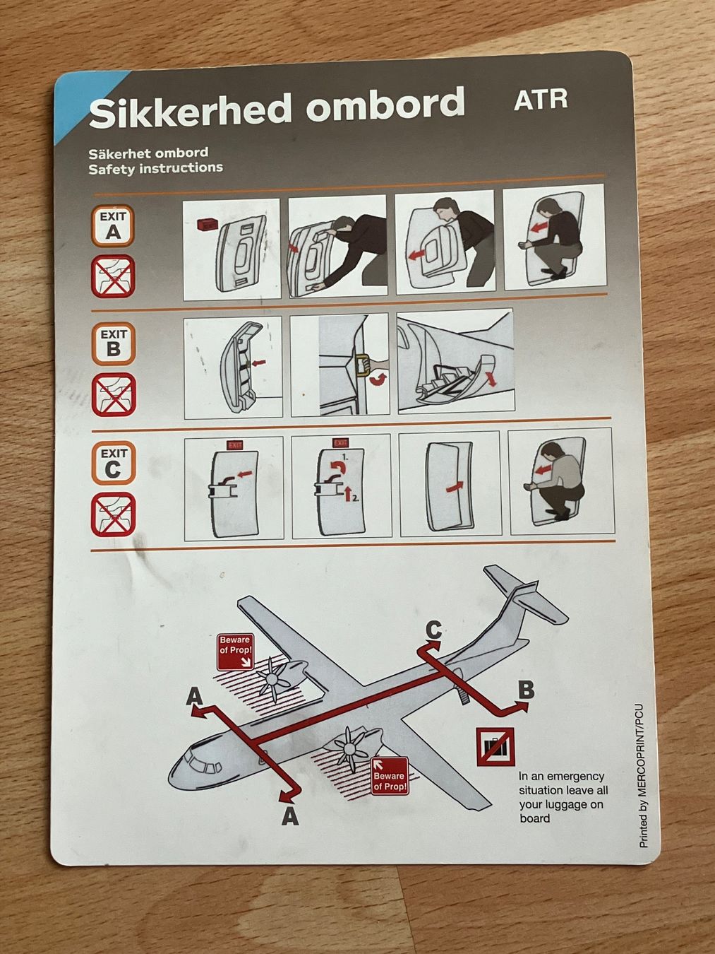Cartoline: ATR Safety Card Scandinavian – Usato da Zürich venduto da Classic_Collection_Zurich