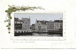 Gruss aus Rorschach (SG) Häuserzeile am Hafen - 1903