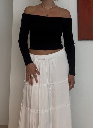 Off-shoulder langarm Top
