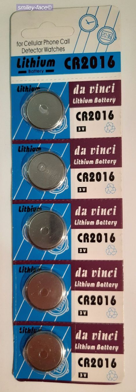 Caricatori & Batterie: 5Stück CR 2016 LITHIUM Knopfbatterie 3 Volt – Nuovo e nell'imballaggio originale da St. Margarethen TG venduto da Smiley-Face