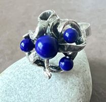 Üppiger 925 Silber Ring mit Lazurit skulpturales Unikat G53