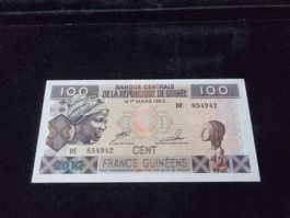 Banknote Guinea 100 Francs, Bankfrisch