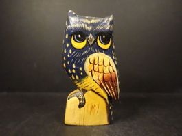 Farbenfrohe Eule aus Holz