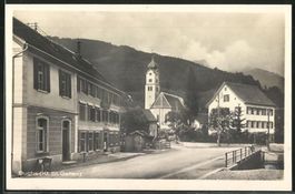 Buchs, Kirche und Bierbrauerei um 1930 (Guggenheim)