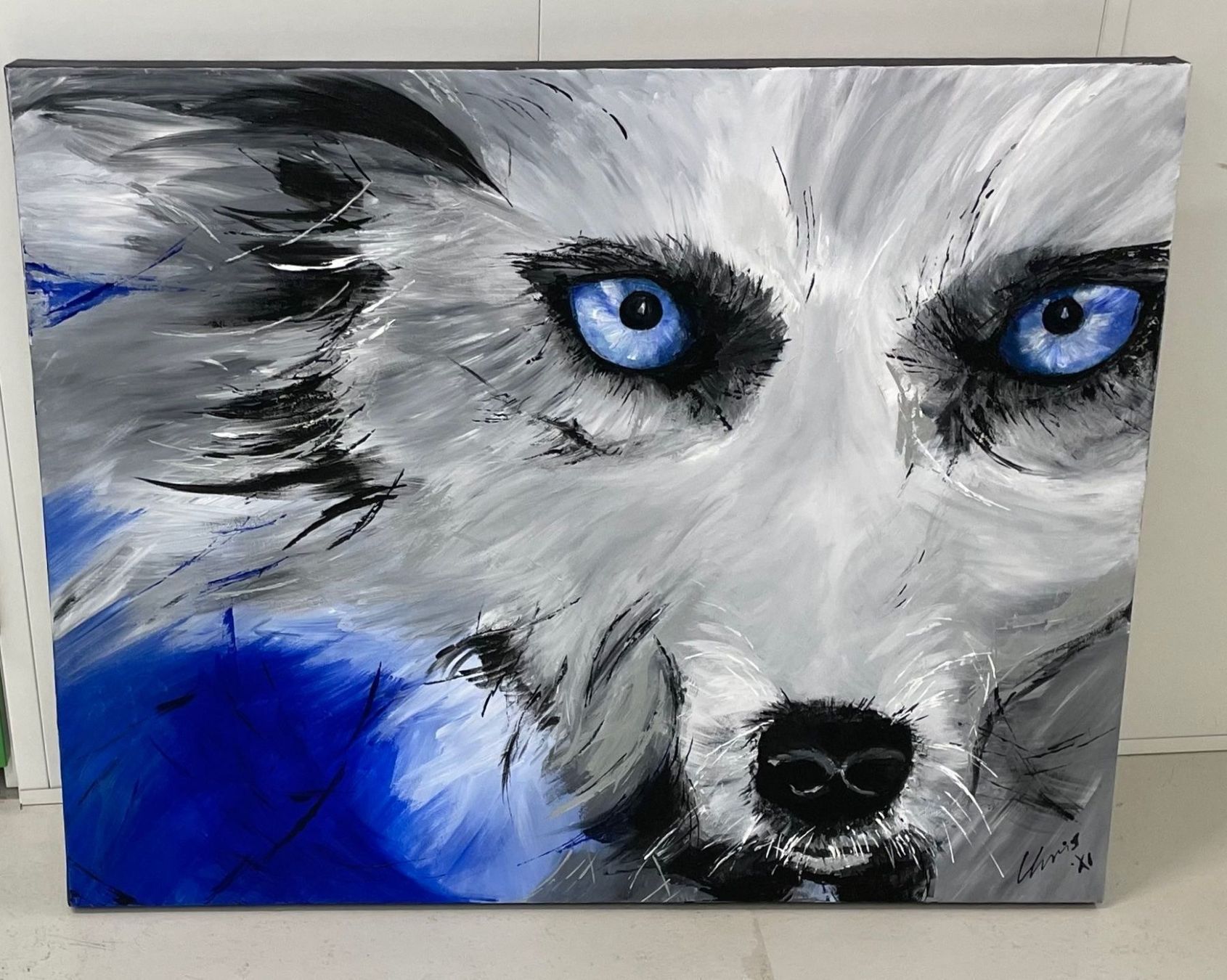 Tableaux: Wolf/ Husky  Handgemalt- Acryl auf Leinw – D'occasion à Sargans par holger88