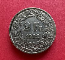 Schweiz 2 Franken 1922 Auflage nur 400.000