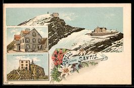 Winter-Lithographie Säntis, Gasthof S