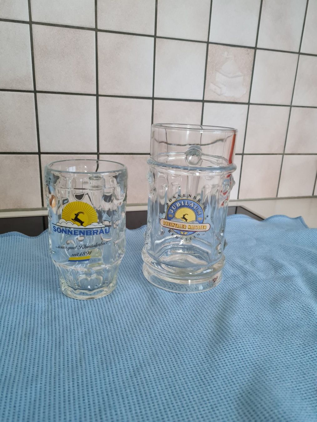 Bicchieri: 2x Glas Bierkrüge Sonnenbräu Rebstein – Usato da Salez venduto da muss-ich-haben-02