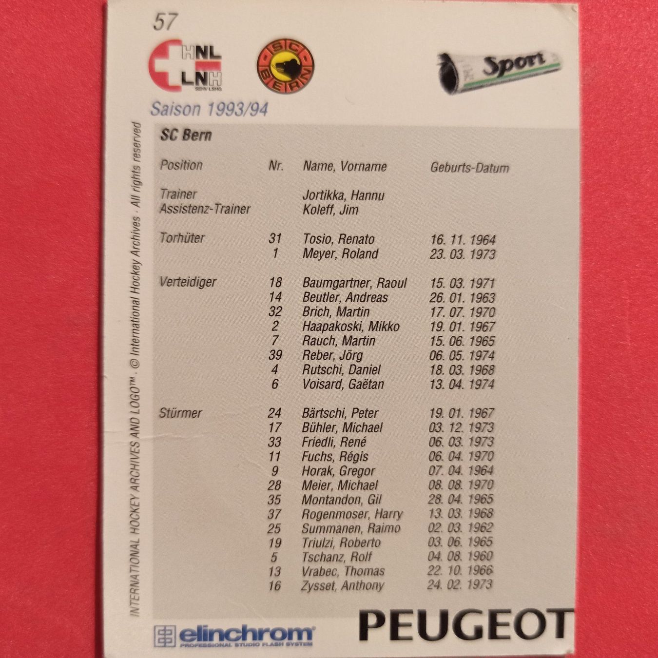 Carte collezionabili: SC BERN TEAM CARD - 1993/94 – Usato da Dübendorf venduto da kb86_MOVIE 1