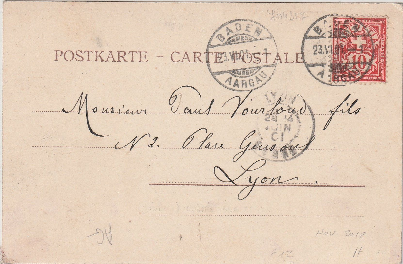 Cartoline postali: AK Gruss aus Baden 1901 – Usato da Fislisbach venduto da Zigzag12 1