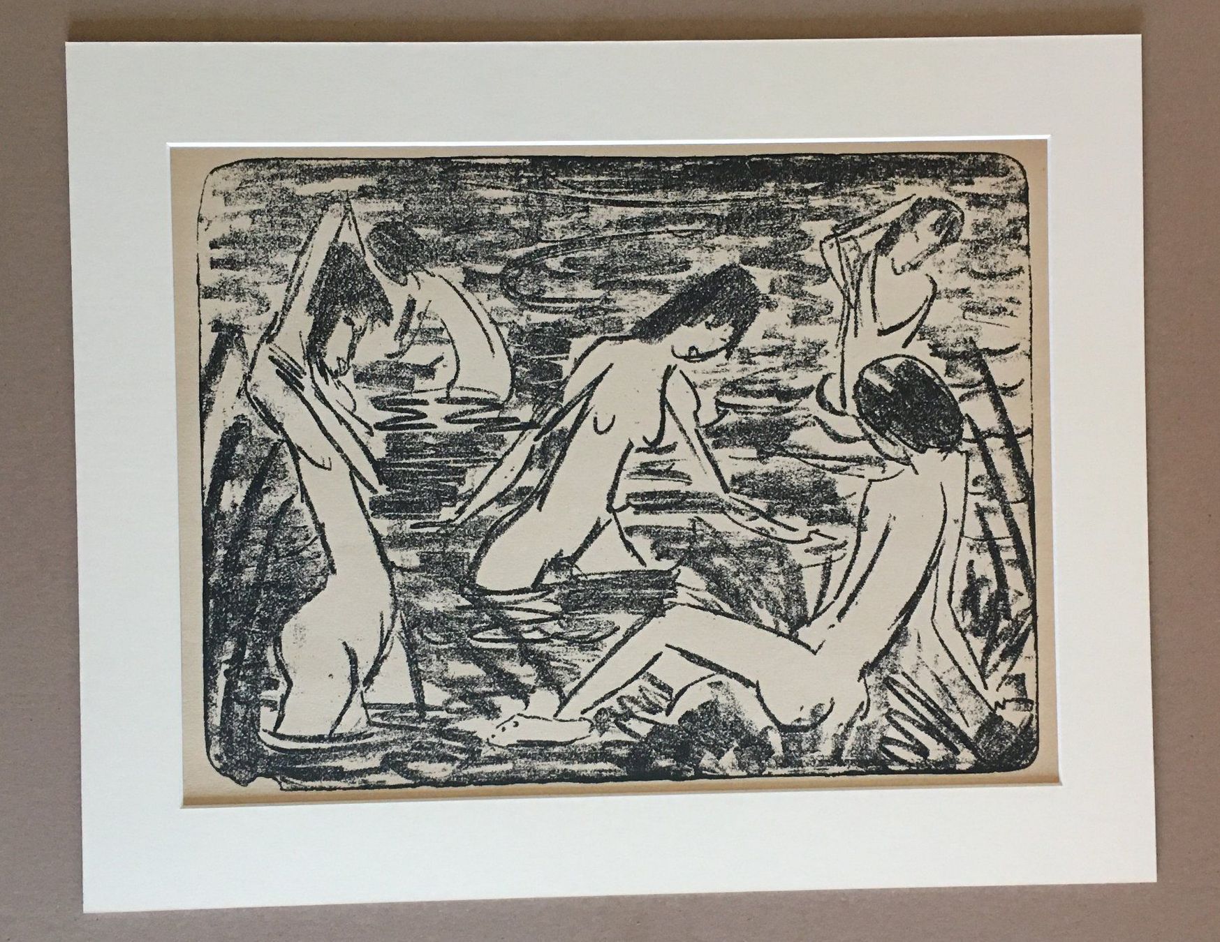 Grafica & Litografie: Otto Mueller   "Sitzende und vier Badende..."  DRUCK – Usato da Nennigkofen venduto da juhit
