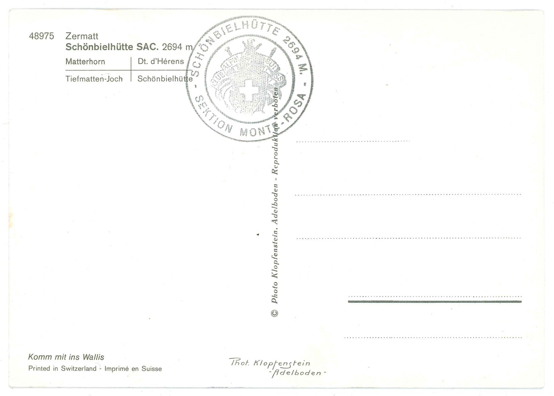 Cartoline postali: Zermatt Schönbielhütte – Nuovo (secondo la descrizione) da Castione venduto da Rx-stamps 1